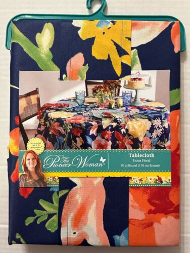 Pioneer Woman 70" Round Tablecloth Fiona Floral Blue New Fast Ship