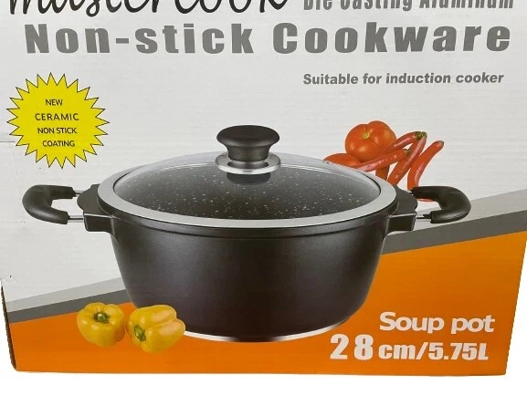 Black Die-cast Aluminium Non Stick Soup Pot Induction Casserole GIFT BOX