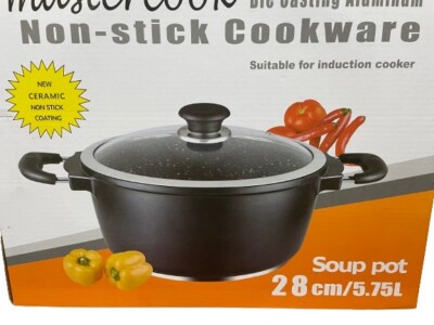 Schwarz Aluminiumdruckguss Antihaft Suppentopf Induktion Kasserolle GESCHENKBOX