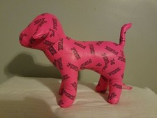 Pink Victorias Secret Logo Dog Fuschia Black Large 9"x12" Faux Leather Plush Toy