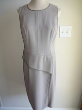 Womens Anne Klein Brown Sleeveless Dress 8 Peplum Wrap Partially Lined