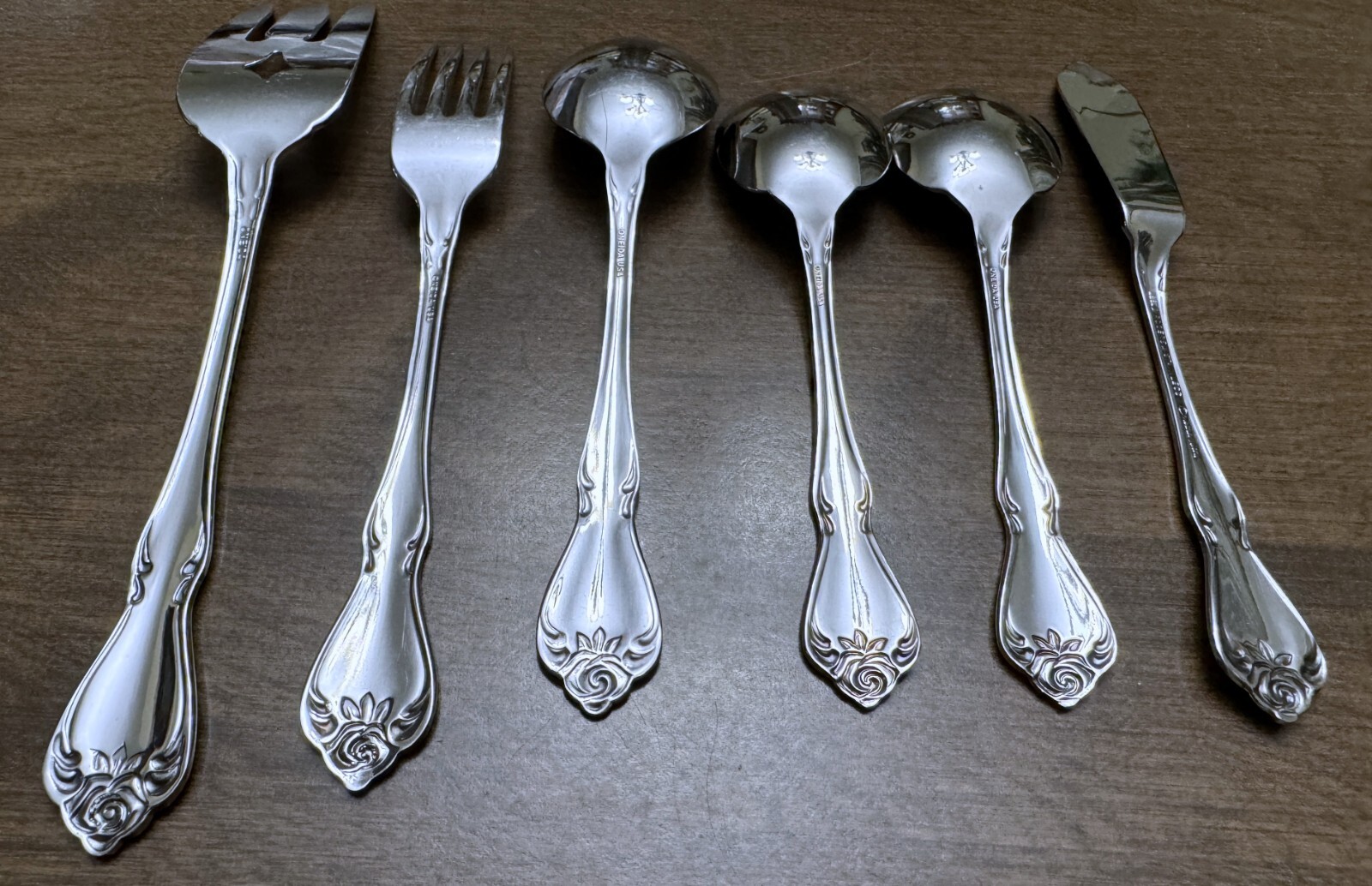 True Silverware (6) Pc Oneida Arbor Rose True Rose stainless silverware flatware 1881 ...