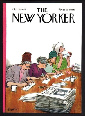 New Yorker magazine COVER ONLY  October 15 1973-Saxon art-Election voting