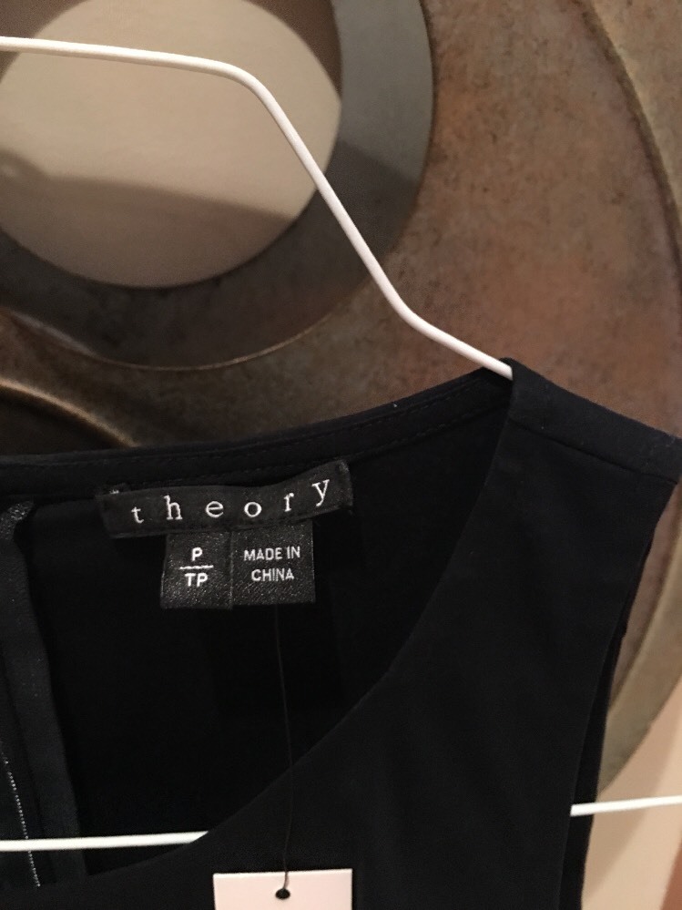 Theory Womens Black Back Zipper Sleeveless Top Blouse Sz P/S