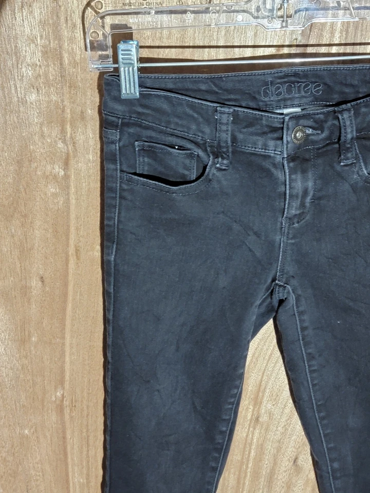 decree Jeans Mujer Talla 1 Ajustado Elástico Bajo Tiro Denim Negro Foto 2 de 4