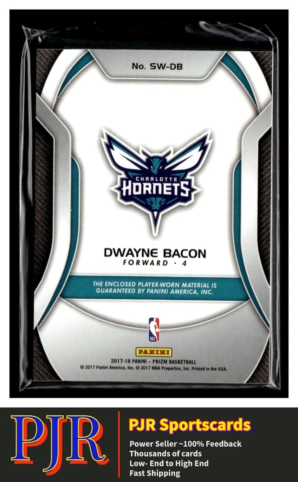 2017 Panini Prizm #SW-DB Dwayne Bacon Charlotte Hornets  Sensational Swatches - Image 2 of 2