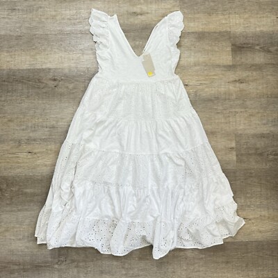 Boden White Eyelet Broderie Mix Jersey Layered Maxi Dress 4 US Wedding Bridal