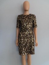 Dolce & Gabbana Gold/Bronze/Black Leopard Print Sequin Dress Size 40/US 4