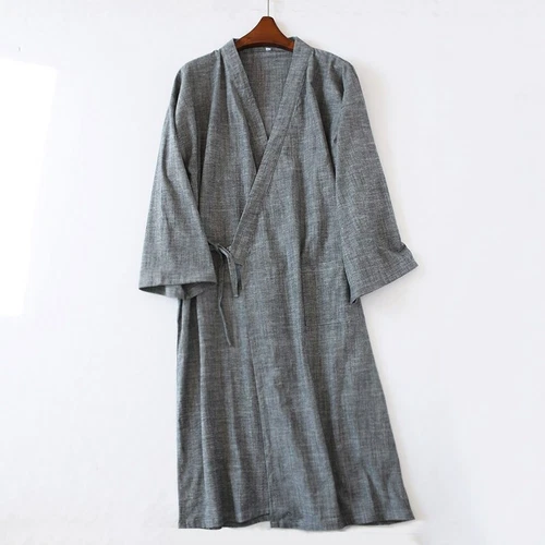 Herren Kimono Yukata Pyjama Baumwolle Japanisch Bademantel Morgenmantel Kleid Nachtwäsche Zuhause - Bild 7 von 23