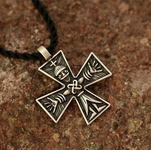 Byzantine Viking Warrior Cross Silver Medieval Christian Pendant