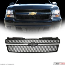 For 07-14 Tahoe/Suburban/Avalanche Matte Blk Mesh Upper Front Hood Grill Grille