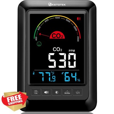 KETOTEK CO2 Monitor Air Quality Meter Temp Humidity