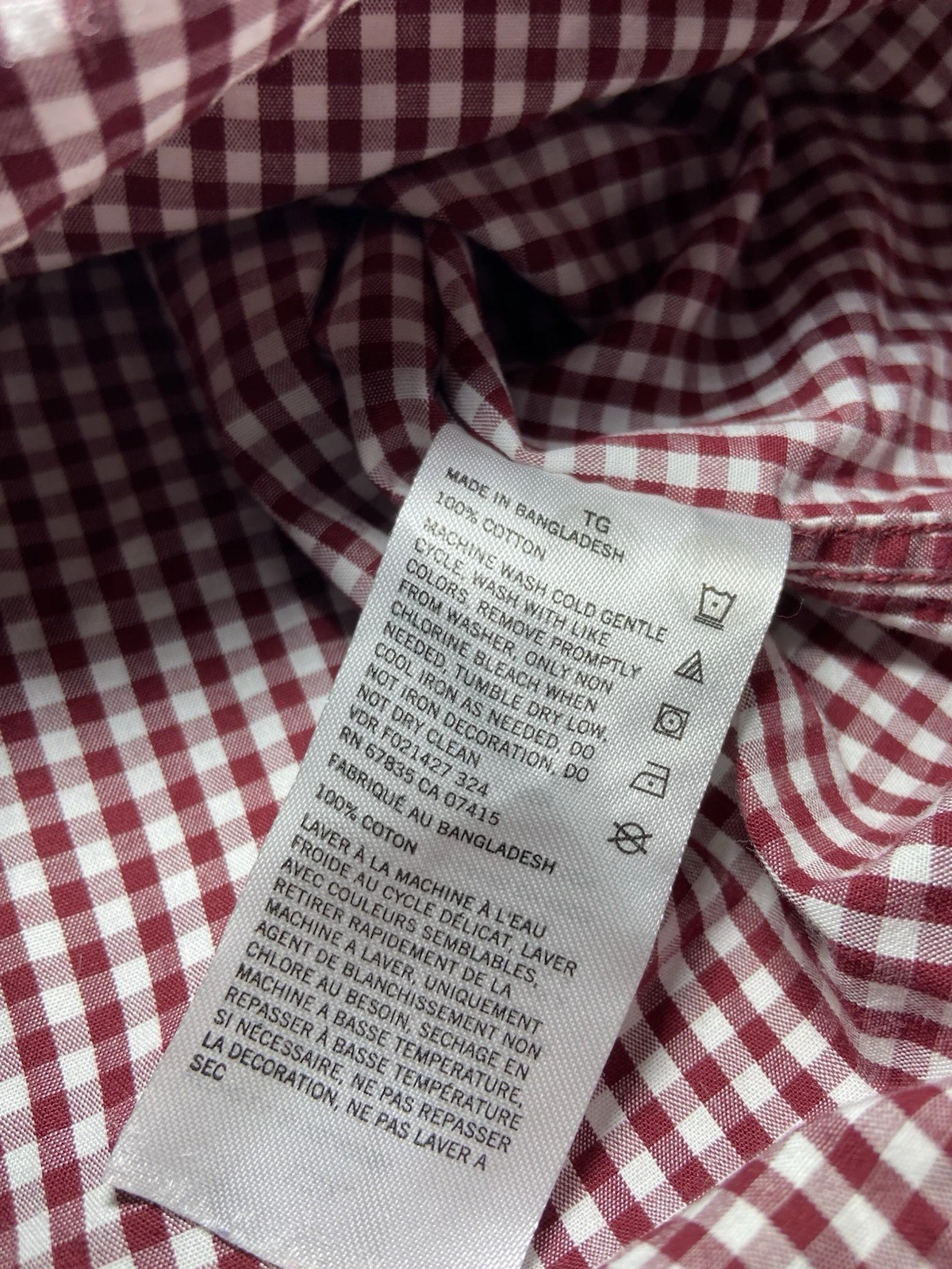Nautica Wrinkle Resistant Shirt Men's XL Red Gingham Check Button Down image 4