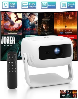 Native 1080P HD Projector with 4K Support, WiFi 6, Bluetooth, Dustproof Design