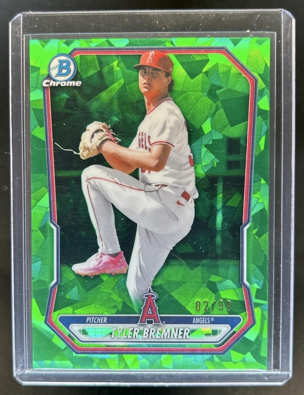 2026 Bowman Sapphire Tyler Bremner Chrome Prospects Green Refractor #/99 Angels