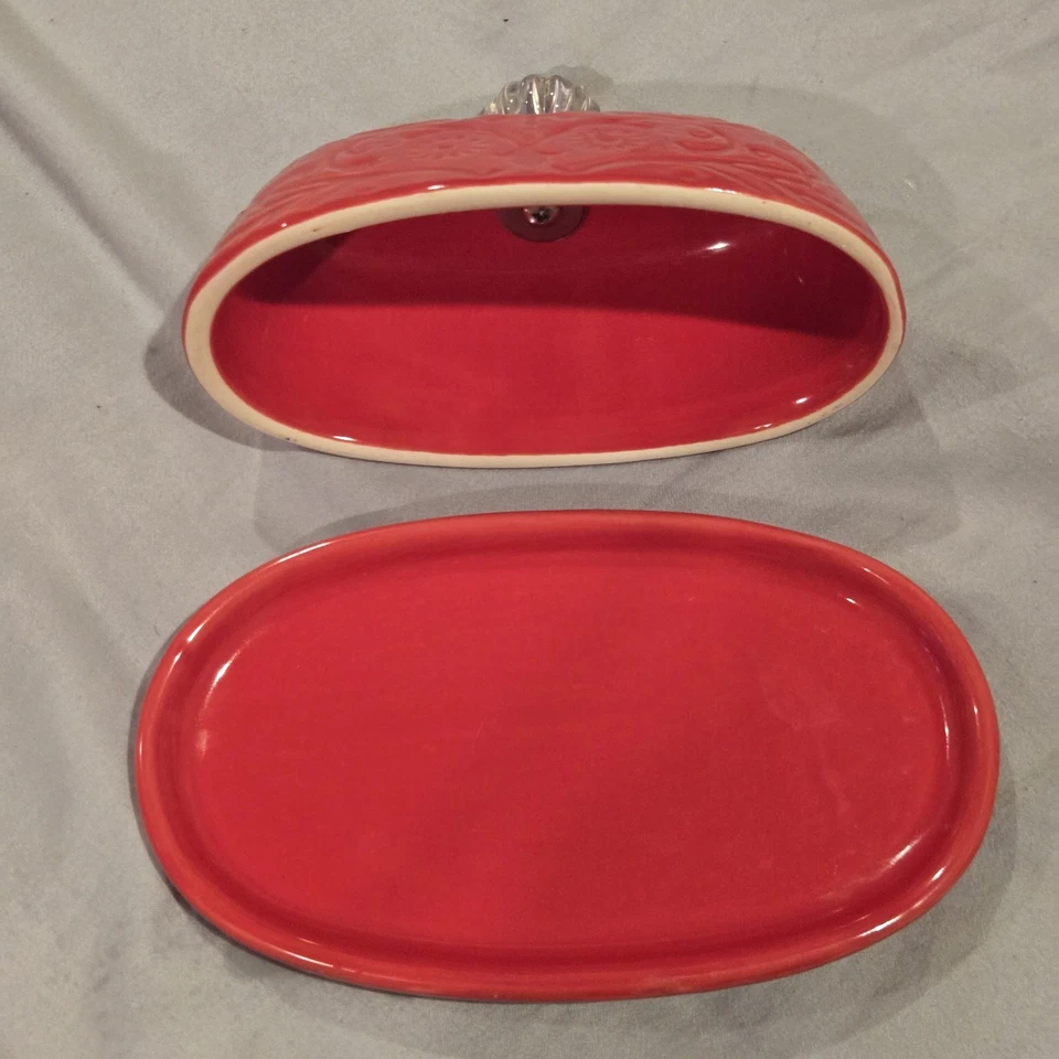 Dolly Parton Red Poppy Farmhouse Stoneware Butter Dish - Image 4 of 4