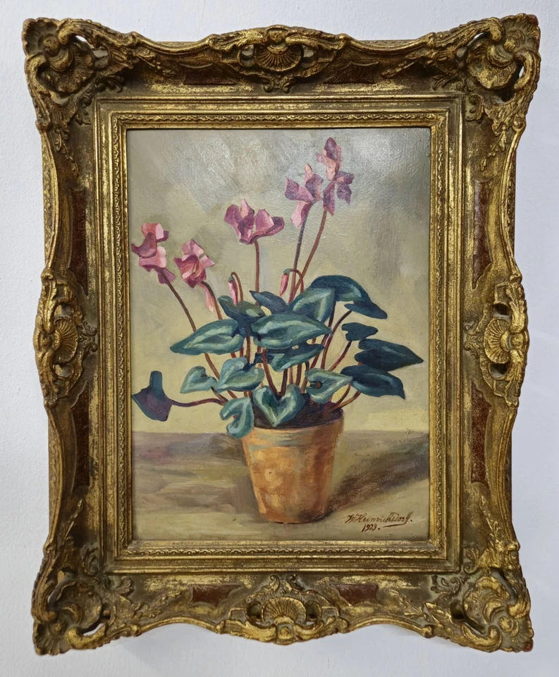 Ölgemälde Antik Blumenstillleben Wilhelm Heinrichsdorff (1864-1936) 68x55cm - Bild 2 von 4