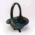 Fenton Carnival Glass Hobnail Basket Signed