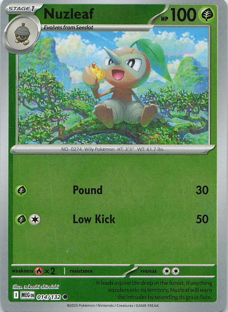 Nuzleaf 014/132 - ME01: Mega Evolution - Pokémon TCG - NM