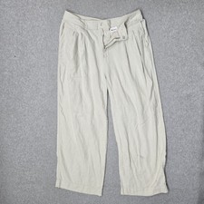 GAP Women Pants 12 Beige Linen Rayon Wide Leg 27" Inseam Coastal Beach