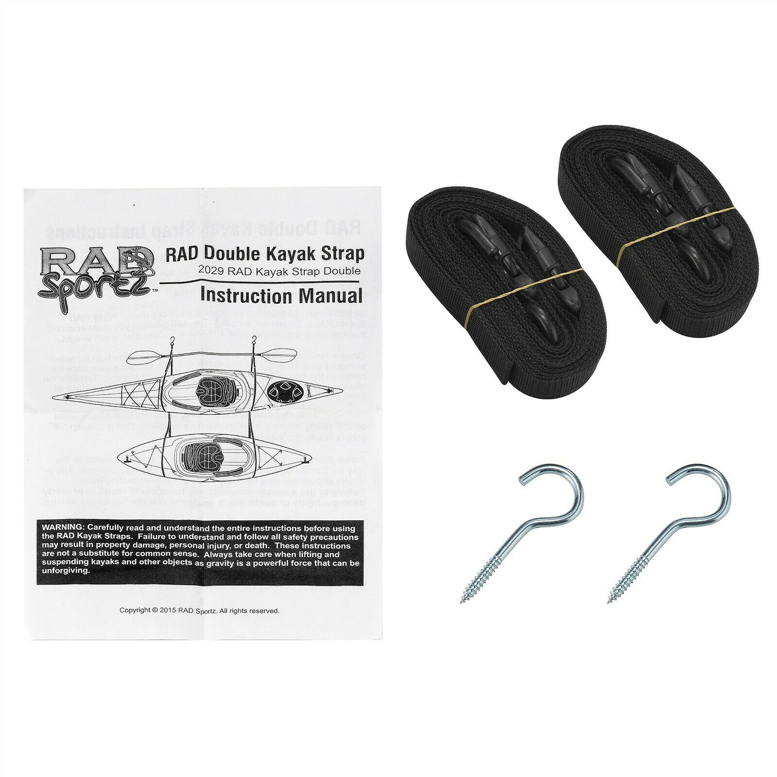 Double Kayak Storage Strap Garage Canoe Hoists 100 lb Capacity Rad Sportz