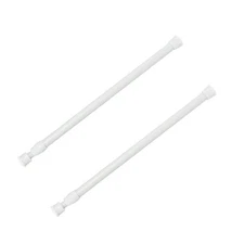 2-Pack White Adjustable Spring Tension Rods - 12 to 20 Inches, No-Drill Curta...