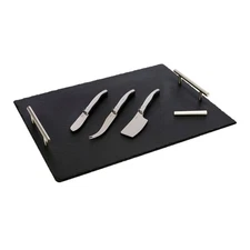 Wolfgang Puck Slate Tray with 3 Cheese Knives Charcuterie Set