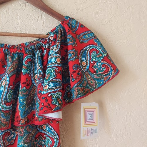 Robe Lularoe Cici Taille S - Rouge Vif Uni Texturé - Neuf Avec étiquettes