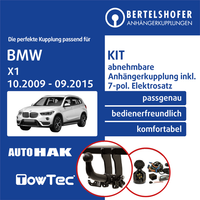 für BMW X1 Typ E84 10.2009-09.2015 AHK Abnehmbar +7Pol Spezifisch E-Satz EBA KPL