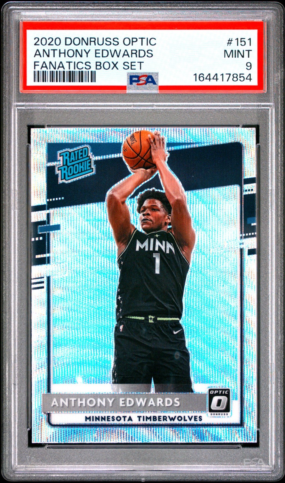 2020 Donruss Optic Anthony Edwards Fanatics Box Set WAVE Rookie RC #151 (PSA 9)