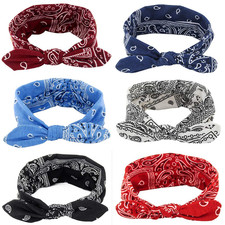 Yeshan Boho Bow Headbands for Women Vintage Paisley Bandana Flower Printed