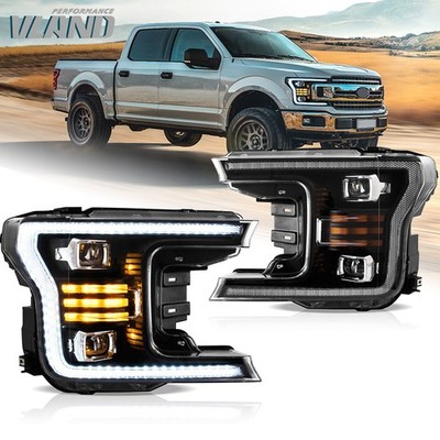 VLAND Full LED Headlights Projector Lamp For 2018 2019 2020 Ford F150 Pickup L+R
