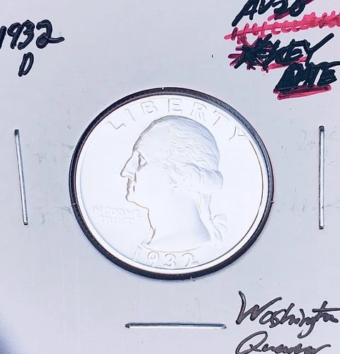 1932-D  GEM AU+++  KEY DATE!  U.S. WASHINGTON QUARTER.