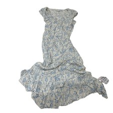 ASOS DESIGN Puff Sleeve V-neck Maxi Day Dress In Blue Floral Size 6