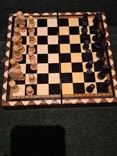 Folding CHESS SET 8 X 8 HANDCARVED solid wood VINTAGE