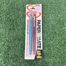 Vintage Paper Mate Ninety-Eight Ball Pens NOS Blue & Maroon Medium Point 2-Pack