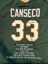 Jose Canseco Signed Athletics Stat Jersey