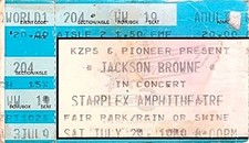 JACKSON BROWNE / JULY  29, 1989 STARPLEX AMPHITHEATRE CONCERT TICKET STUB / GOOD