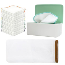 54 Pcs Flannel Cloth Baby Wipes,Reusable Baby Wipes with Dispenser Washable Natu