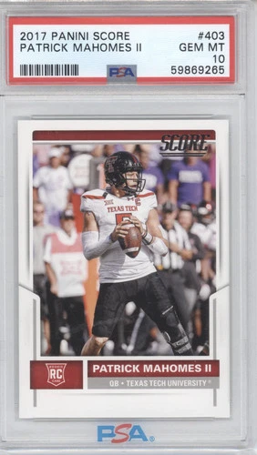 2017 Panini Score Football Patrick Mahomes II #403 RC PSA 10