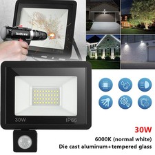 LED Flood Motion Sensor Outdoor Waterproof 30W Wall Light W/Remote Spotlight