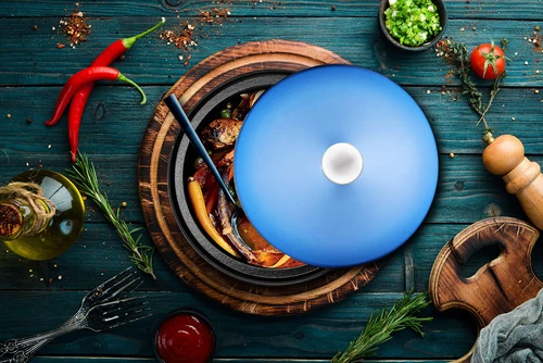 Tagin Cruset Tangine todo revestido para plato Tajine todo revestido olla de 4 cuartos de galón. S... - Imagen 3 de 7