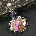 Turquoise Amethyst Gemstone Ethnic Handmade Pendant Jewelry Gift 2.2" AP-28738