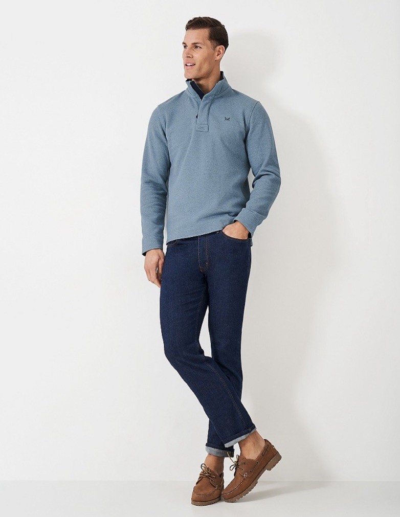 Crew Clothing Mens Padstow Cotton Pique Sweatshirt Size M Rugby Blue RRP £69 image 5