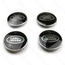 4 Genuine BLACK Land Rover Sawtooth Alloy Wheel Centre Caps 60mm