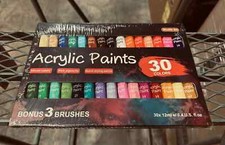 Shuttle Art Acrylic Paint Set, 30 x12ml Tubes Artist Quality Non Toxic Rich for