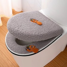 1 Set Universal Thick Fleece Toilet Seat Lid Cover Pad Soft Winter Warm Seat Mat