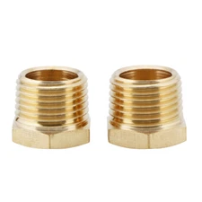U.S. Solid 2pcs Brass Pipe Fitting Reducer Bushing, MNPT 1/2" x FNPT 3/8"