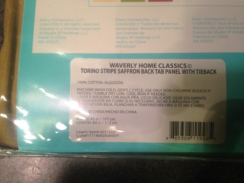 Waverly Drape Curtain Torino Stripe Saffron Panel 84"L Olive Red w/ tiebacks - Picture 4 of 4