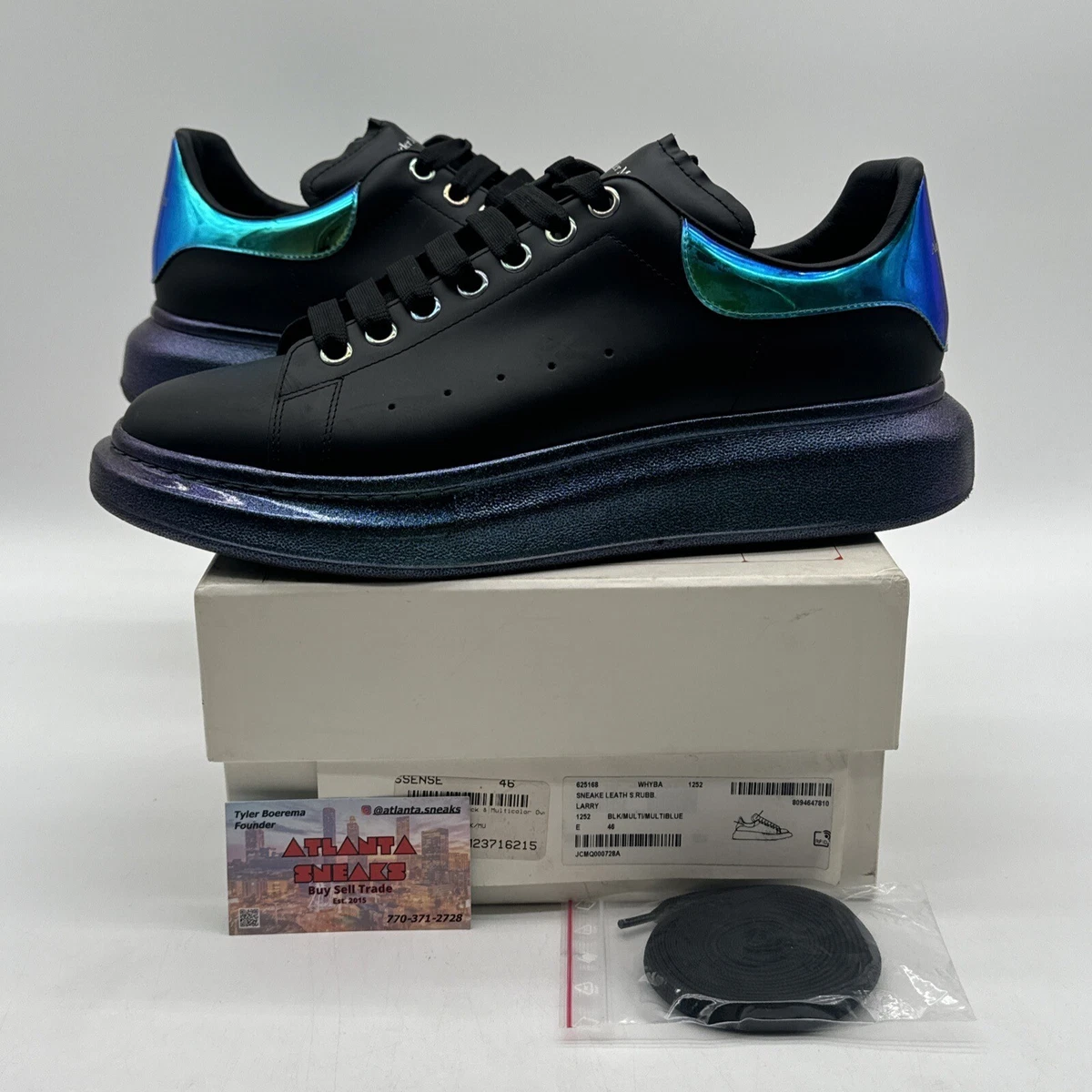 alexander mcqueen sneakers size 46 mens Black Iridescent Blue Teal Purple Shiny
